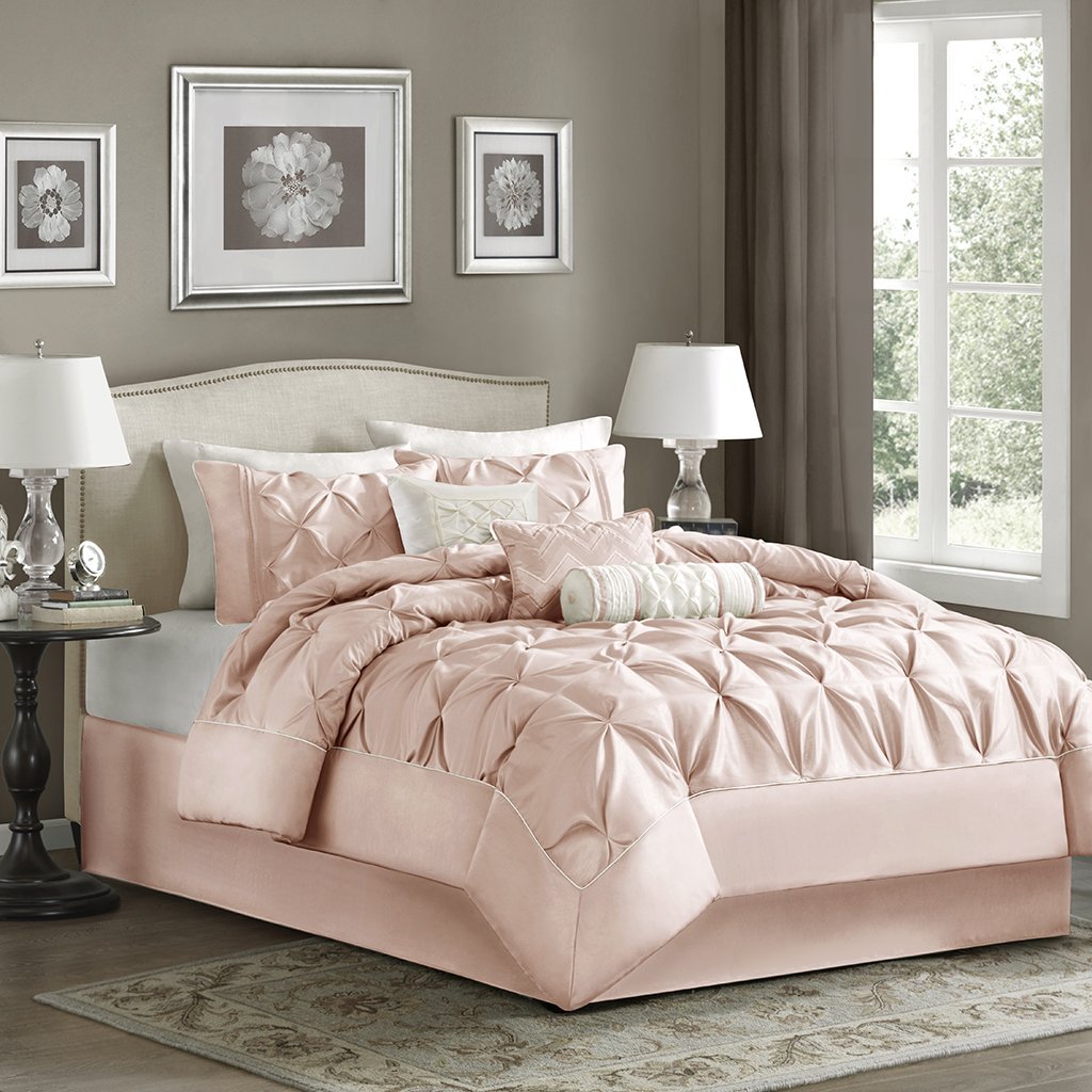 Laurel Comforter Set - Queen, 7 Piece in Blush
