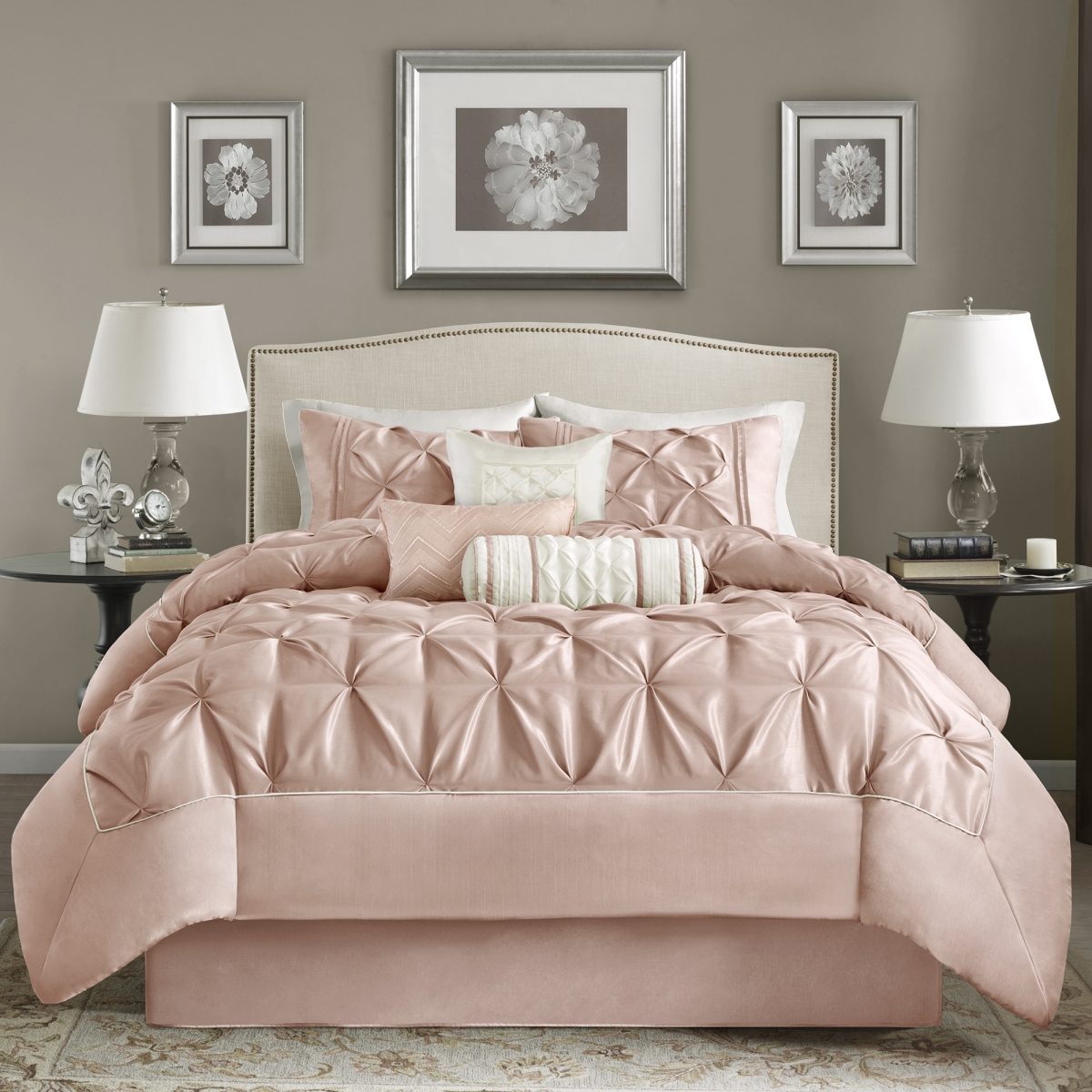 Vivian Comforter Set - Cal King, 7 Piece in Blush