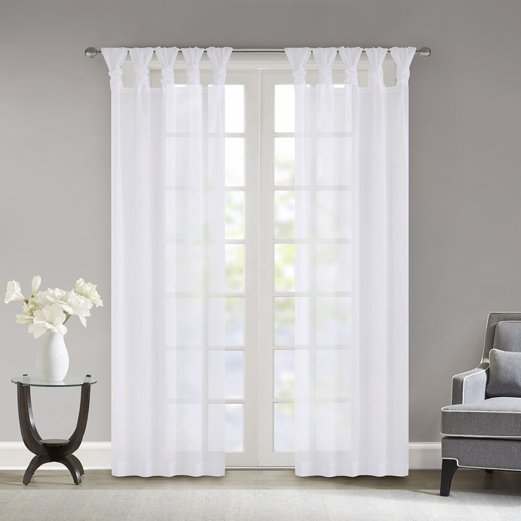 50 x 63 in. Ceres Twisted Tab Voile Sheer Window Pair - White