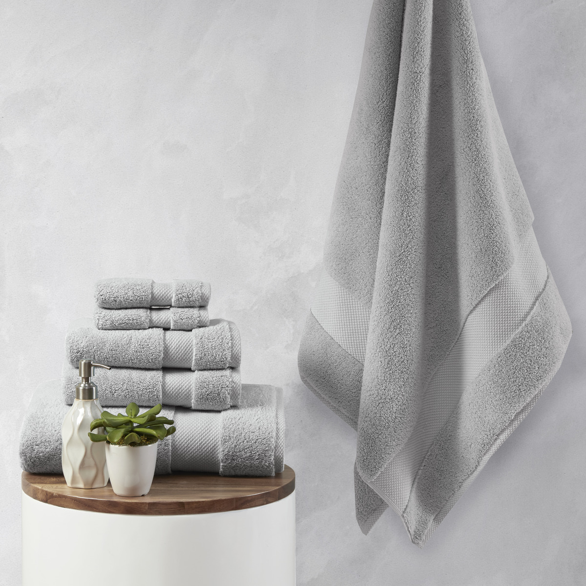 Grey 100 Percent Cotton Towel Set - 6 Piece