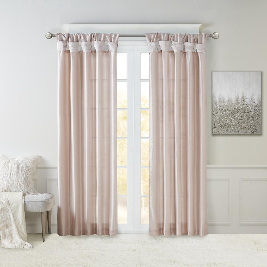 Blush 100 Percent Polyester Twist Tab Lined Window Curtain