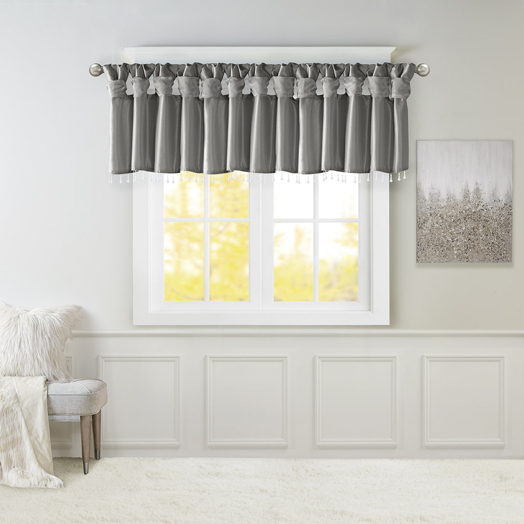 Picture of Madison Park MP41-6560 Charcoal 100 Percent Polyester Twisted Tab Valance with Beads