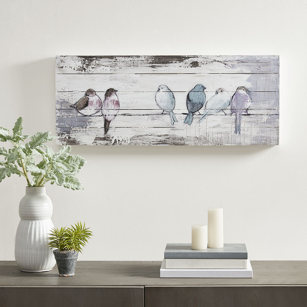 MP95B-0217 30 x 12 in. White & Grey Hand Painted Wood Plank