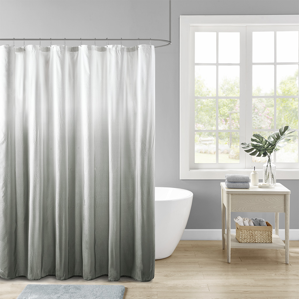 Grey 100 Percent Polyester Shower Curtain
