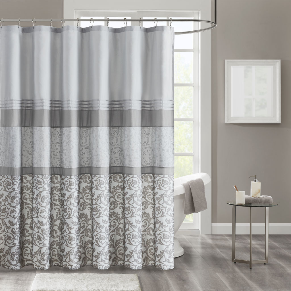 Picture of 510 Design 5DS70-0217 Grey 100 Percent Polyester Printed & Embroidered Shower Curtain