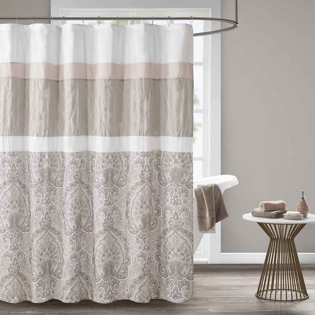 Picture of 510 Design 5DS70-0221 Blush 100 Percent Polyester Microfiber Embroidery Printed Shower Curtain