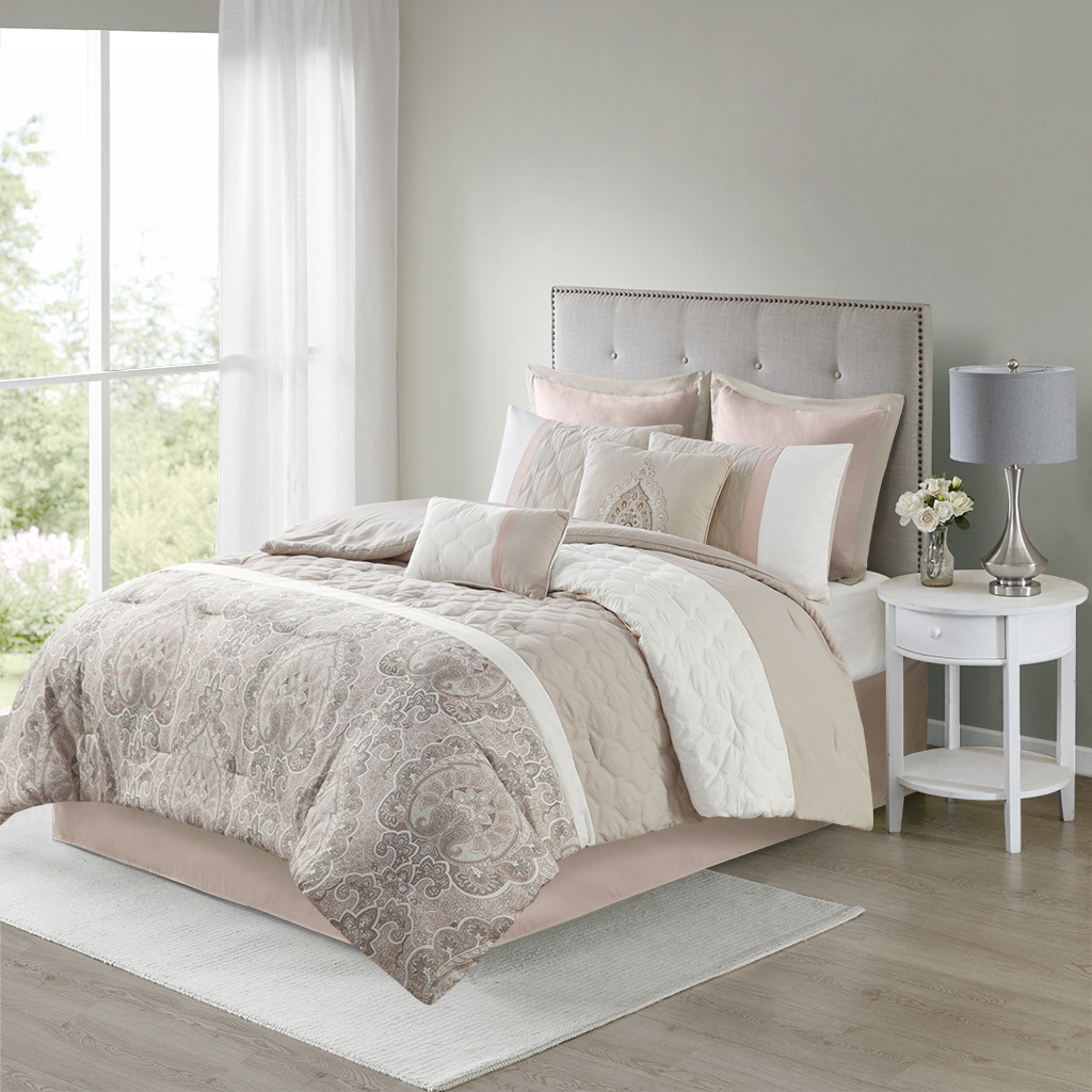 Picture of 510 Design 5DS10-0222 Blush 100 Percent Polyester Comforter Set, Queen Size - 8 Piece