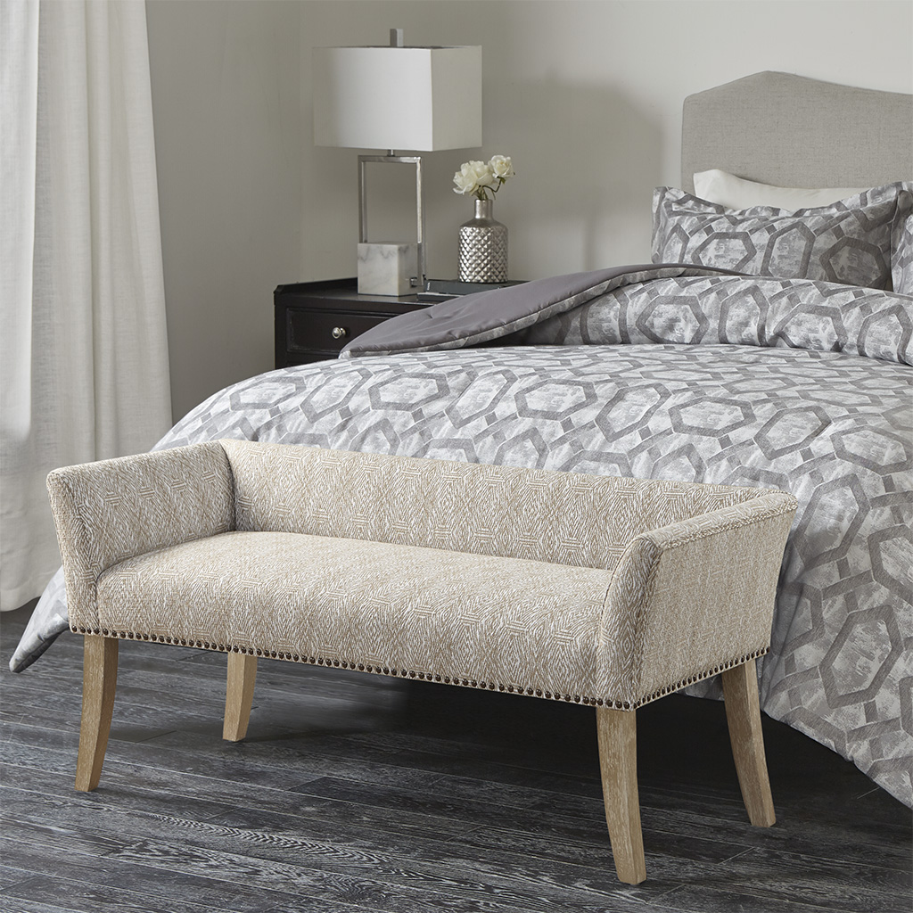 Picture of Madison Park MP105-0999 Welburn Accent Bench&#44; Taupe & Multi Color - 49.5 x 19.25 x 23 in.