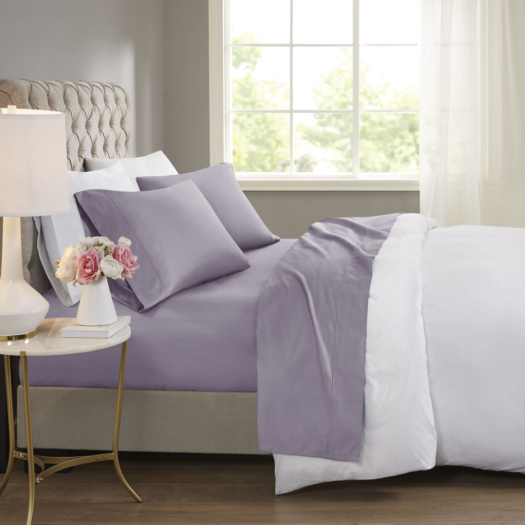 Picture of Beautyrest BR20-1918 Purple 60 Percent Cotton 40 Percent Polyester Sateen Cooling Sheet Sets with Huntsman Cooling Chemical, California King Size