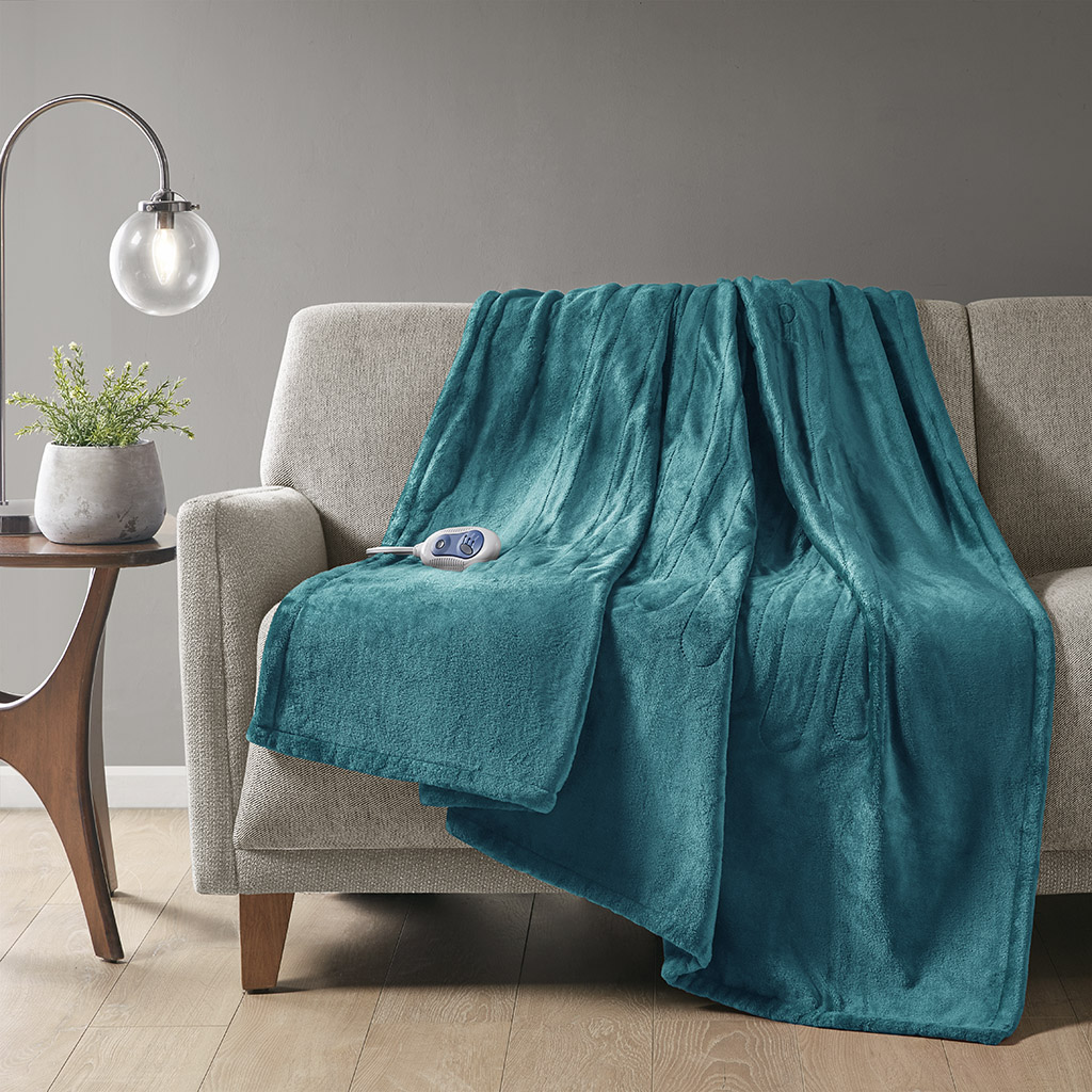 Picture of Beautyrest BR54-1924 Teal 100 Percent Polyester Solid Microlight & Solid Microlight Heated Throw