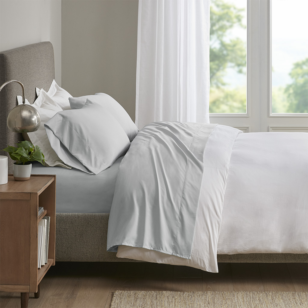 Smart Cool Microfiber Sheet Set - Light Grey - King Size - Moisture-Wicking
