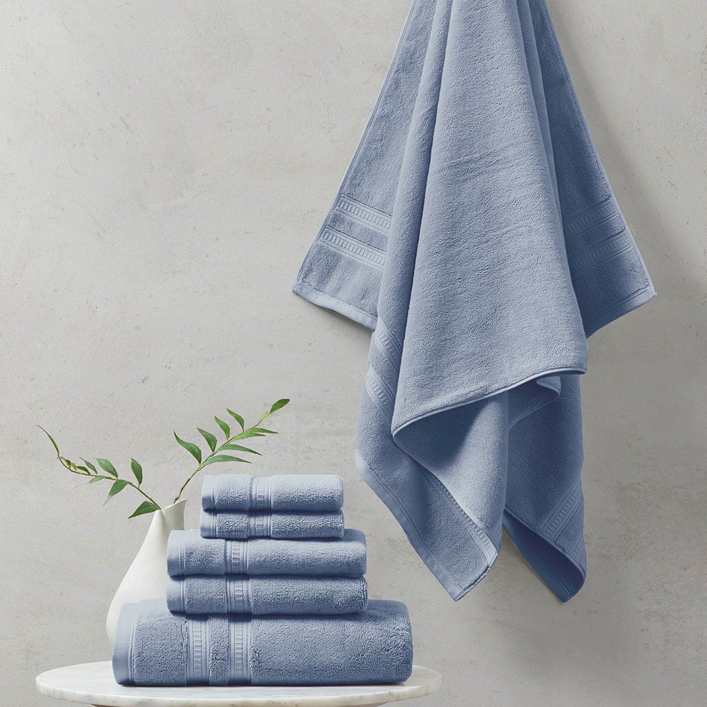 Picture of Beautyrest BR73-2438 Blue 100 Percent Cotton Feather Soft Towel Set - 6 Piece