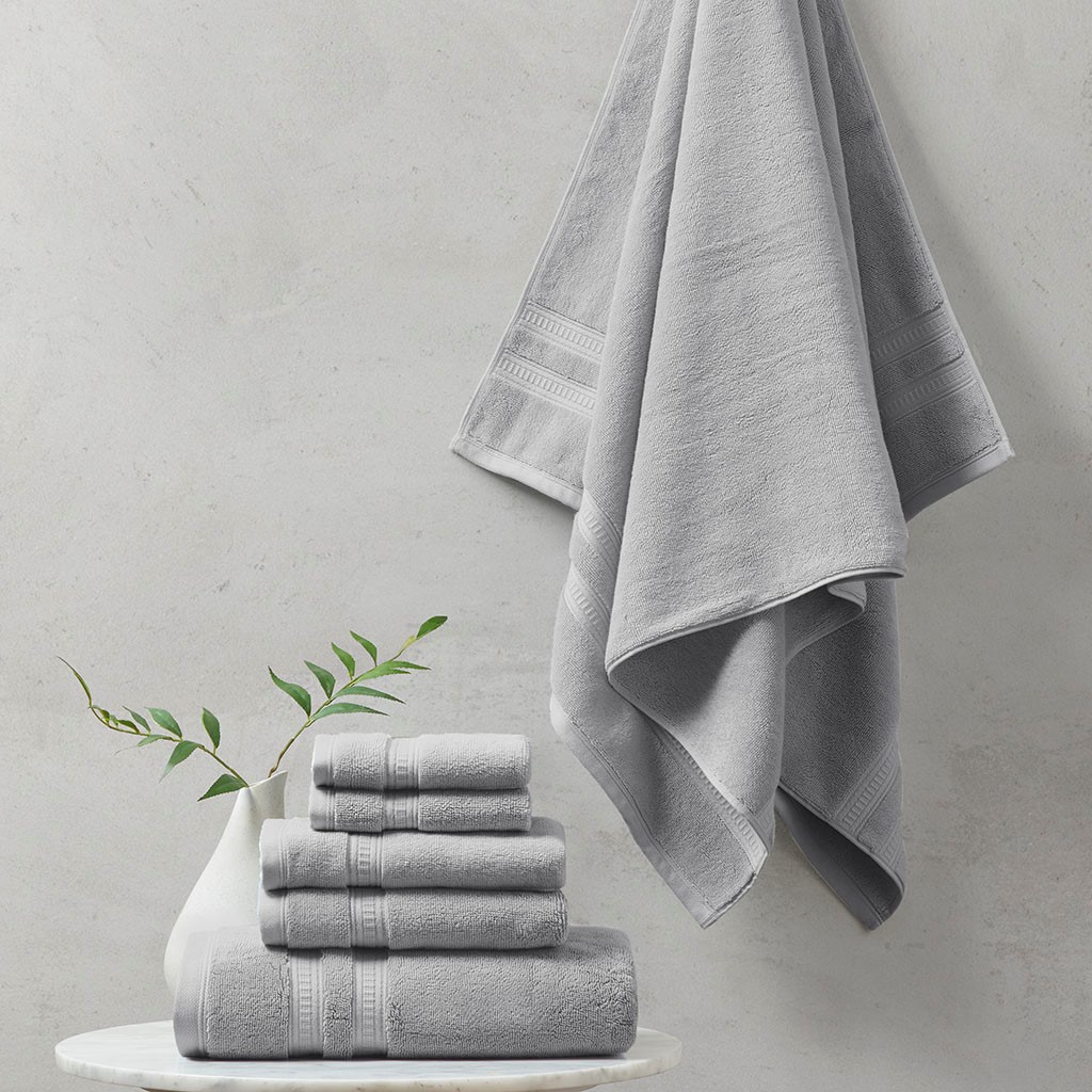 Picture of Beautyrest BR73-2439 Grey 100 Percent Cotton Feather Soft Towel Set - 6 Piece