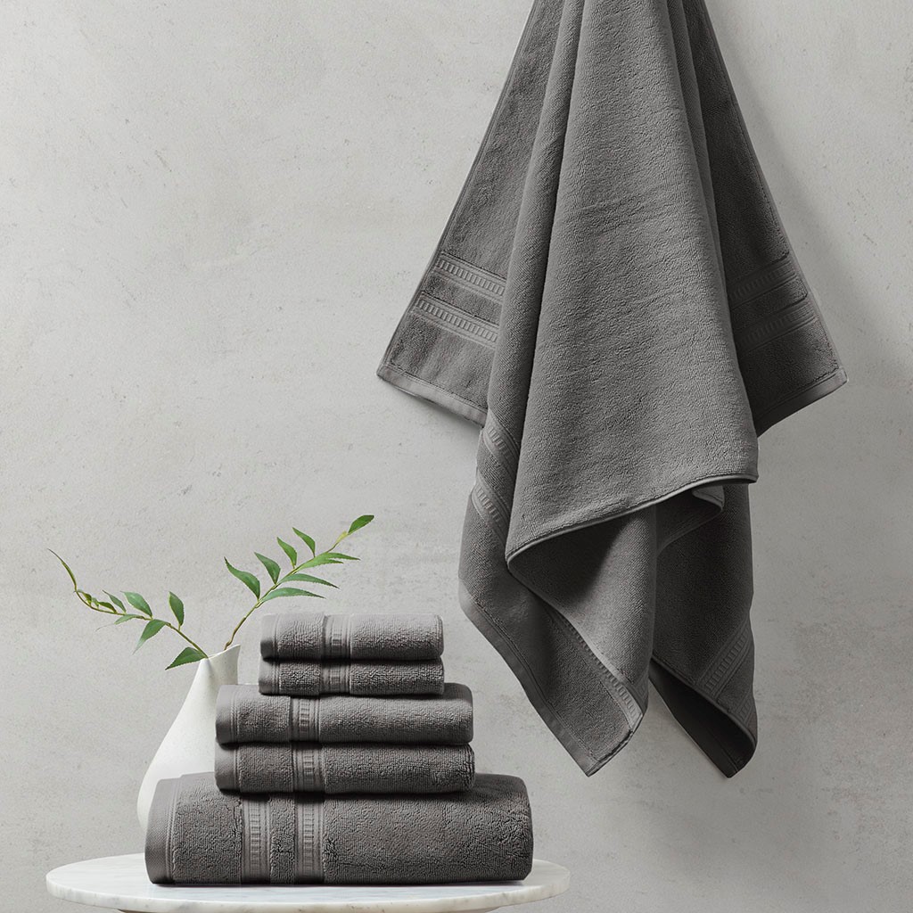 Picture of Beautyrest BR73-2440 Charcoal 100 Percent Cotton Feather Soft Towel Set - 6 Piece
