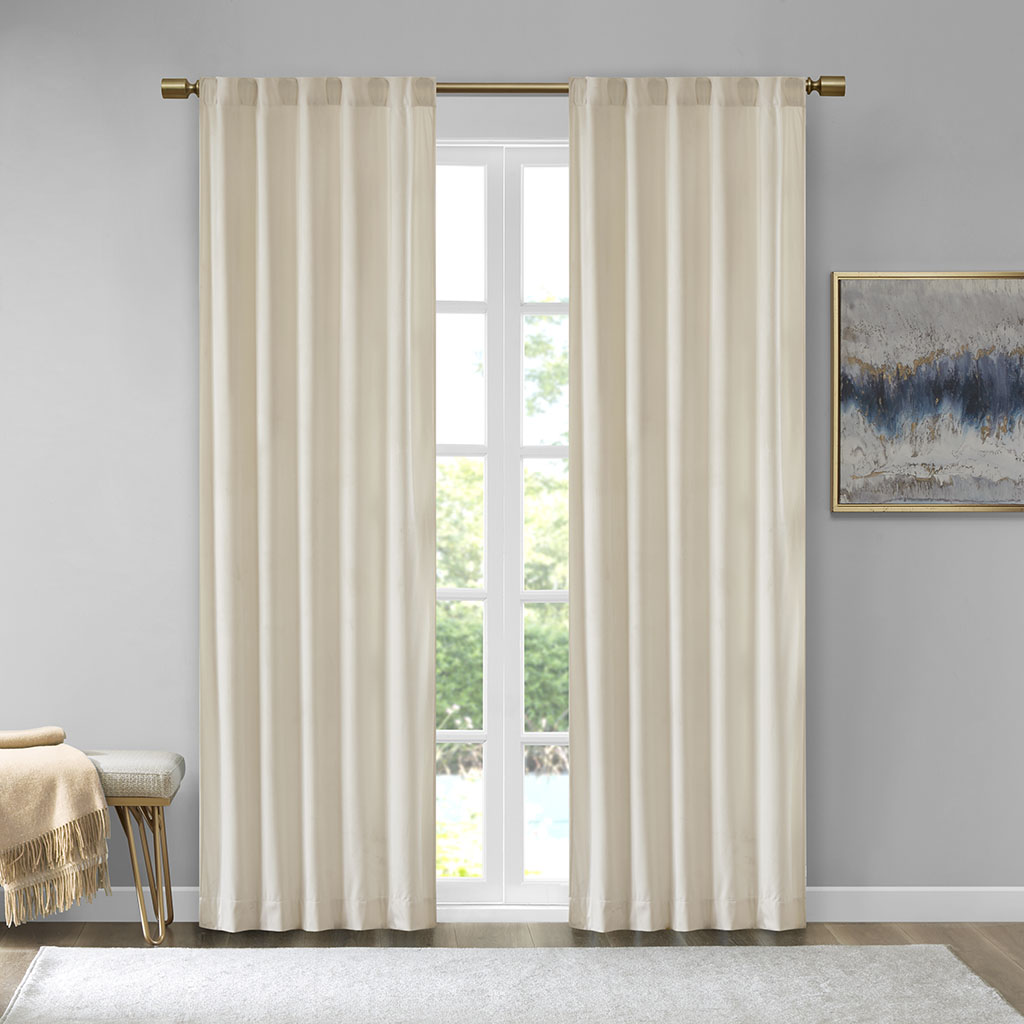 Picture of 510 Design 5DS40-0151 Ivory 100 Percent Polyester Velvet Window Panel - Set of 2