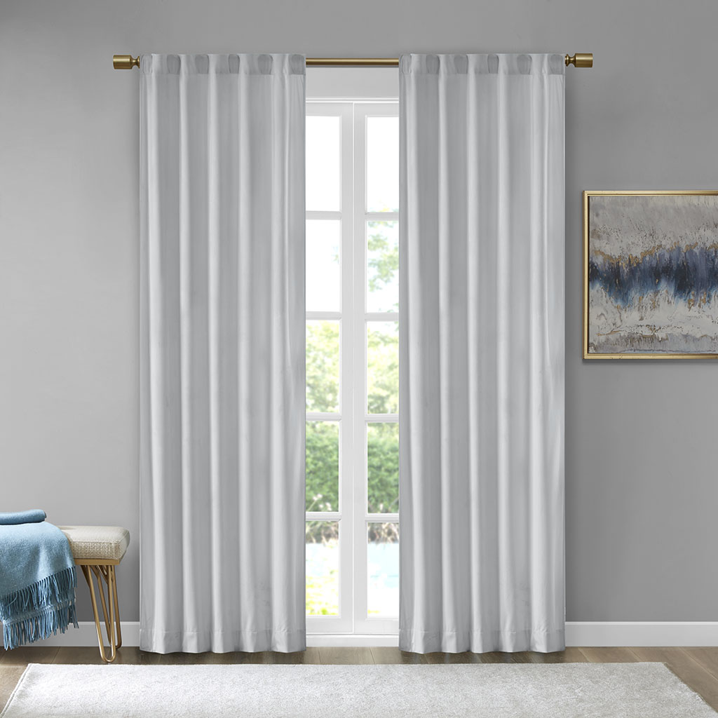 Picture of 510 Design 5DS40-0154 Light Grey 100 Percent Polyester Velvet Window Panel - Set of 2