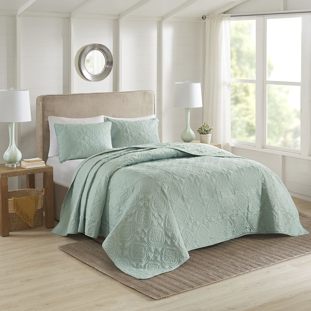 Picture of 510 Design 5DS13-0170 100 Percent Polyester Microfiber Bedspread Set&#44; Seafoam - Full & Queen Size