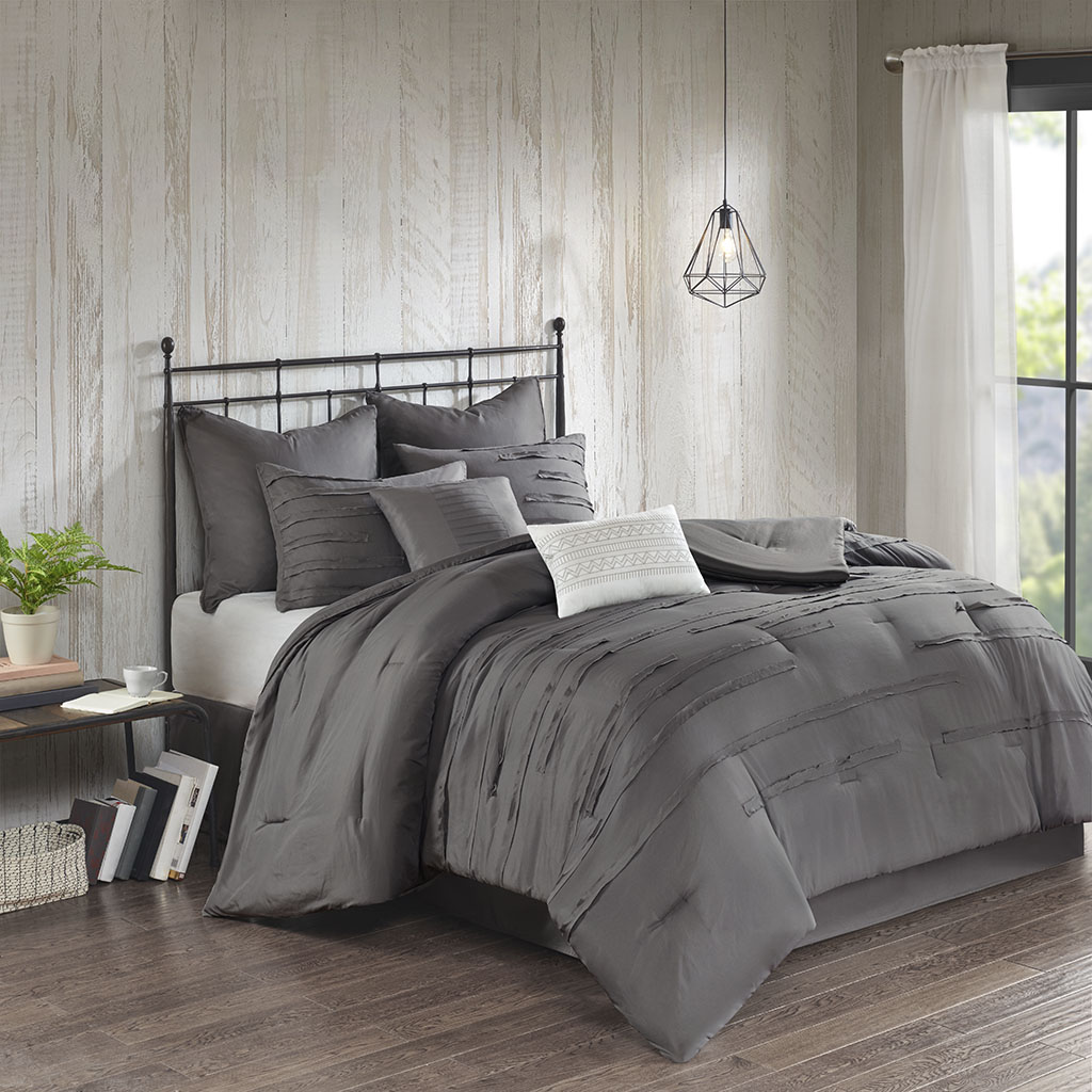 Picture of 510 Design 5DS10-0181 Grey 100 Percent Polyester Microfiber Comforter Set, King Size - 8 Piece