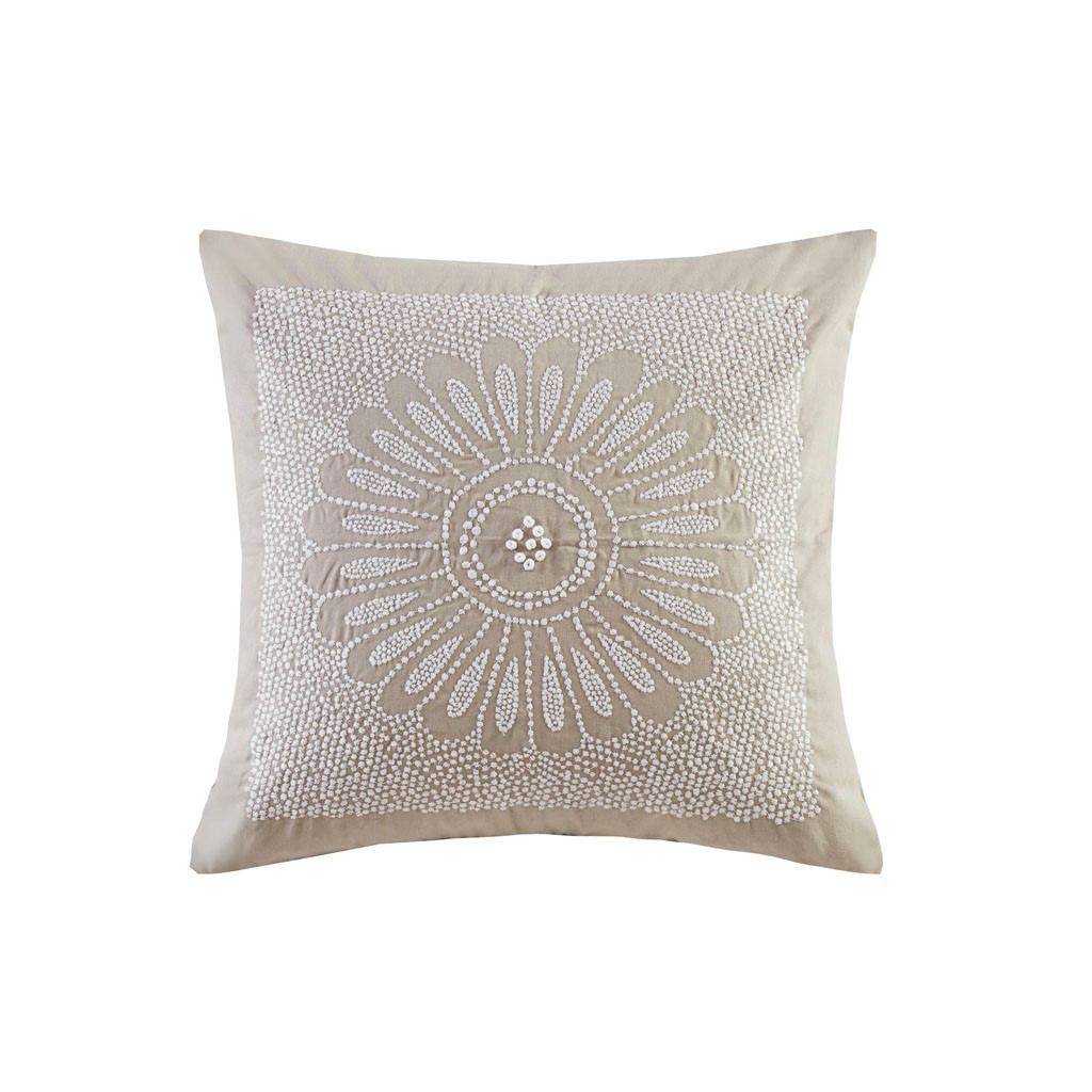 Picture of INK Plus IVY II30-1178 100 Percent Cotton Embroidered Square Pillow&#44; Taupe - 20 x 20 in.