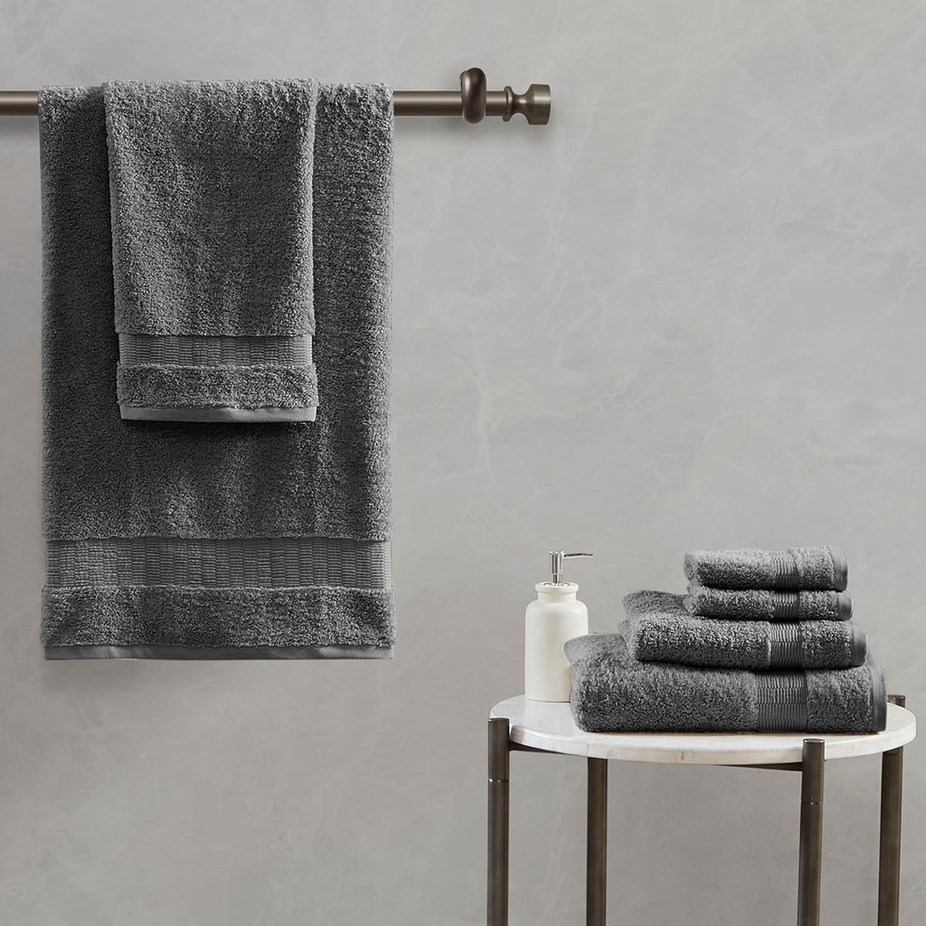 Luxor 100% Egyptian Cotton Towel Set - Charcoal - 6 Piece - Plush Comfort