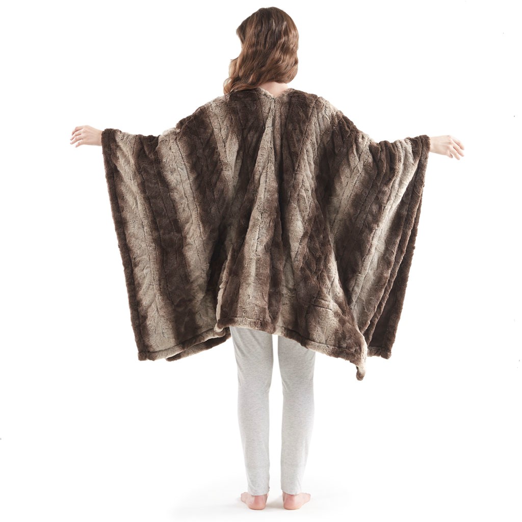 Picture of Beautyrest BR54-2784 100 Percent Polyester PV Fur to Plush Heated Wrap&#44; Brown - 50 x 64 in.