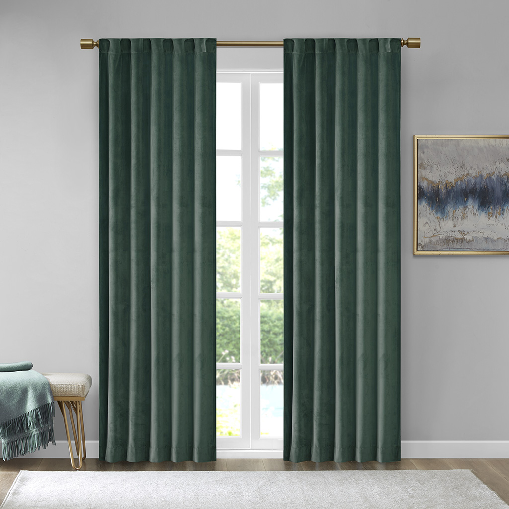 Picture of 510 Design 5DS40-0284 37 x 95 x 0.13 in. Colt Room Darkening Metallic Printed Poly Velvet Rod Pocket & Back Tab Window Panel Pair&#44; Green