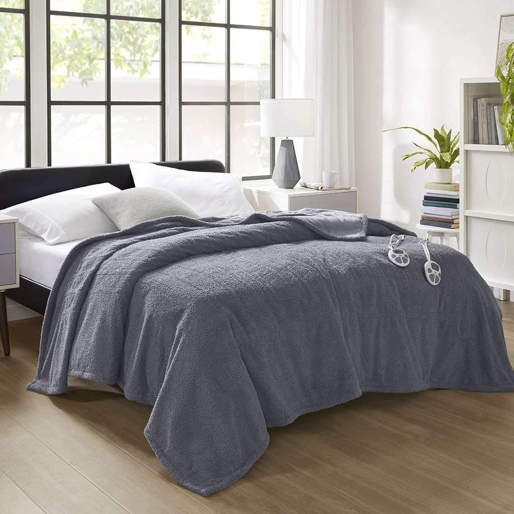 ST54-3580 77 x 84 x 0.25 in. Dream Soft Heated Blanket, Grey - Full Size