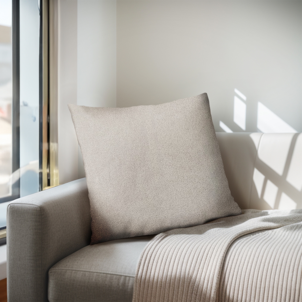 CH30-0033 20 x 20 in. Monte Solid Square Pillow, Beige