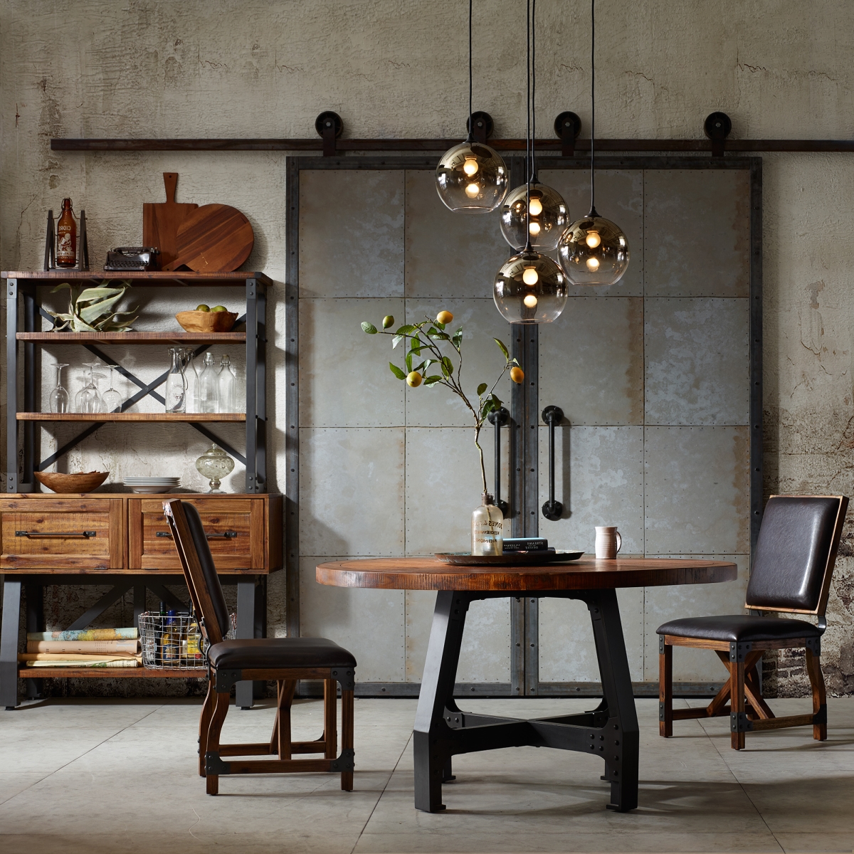 INK & IVY II90-0530 Lancaster Round Dining Set, Amber & Graphite