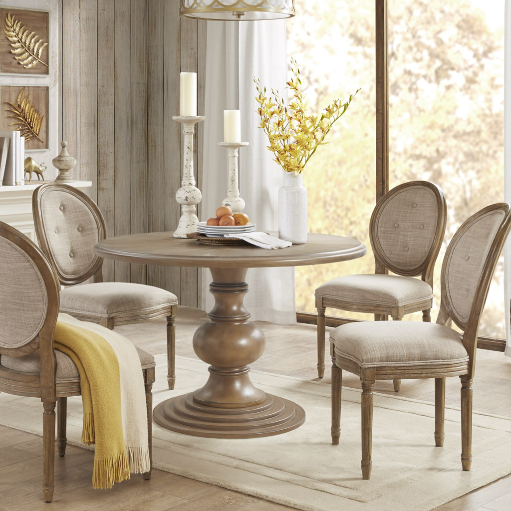 MP121-1223 46 x 46 x 30 in. Lexi Round Pedestal Dining Table, Reclaimed Walnut -  Madison Park