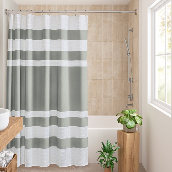 Picture of Madison Park MP70-8547 Spa Waffle Shower Curtain with 3M Treatment&#44; Gray - 36 x 72 in.