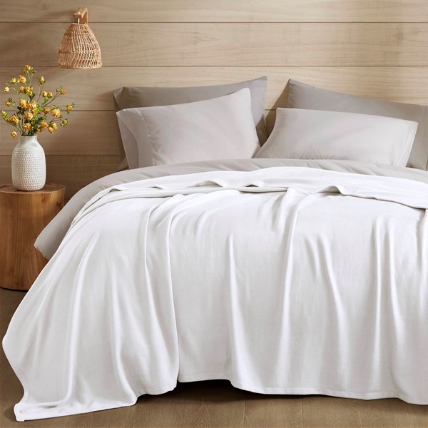 AM51-0513 Bamboo Cotton Rayon Blanket, White - King Size
