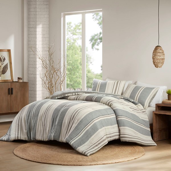 WR10-4046 Mesa Comforter Set, Gray - Full & Queen Size - 3 Piece