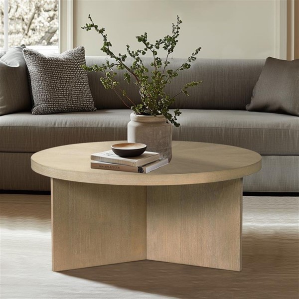 MT120-0180 Sadie Round Coffee Table, Reclaimed Greige