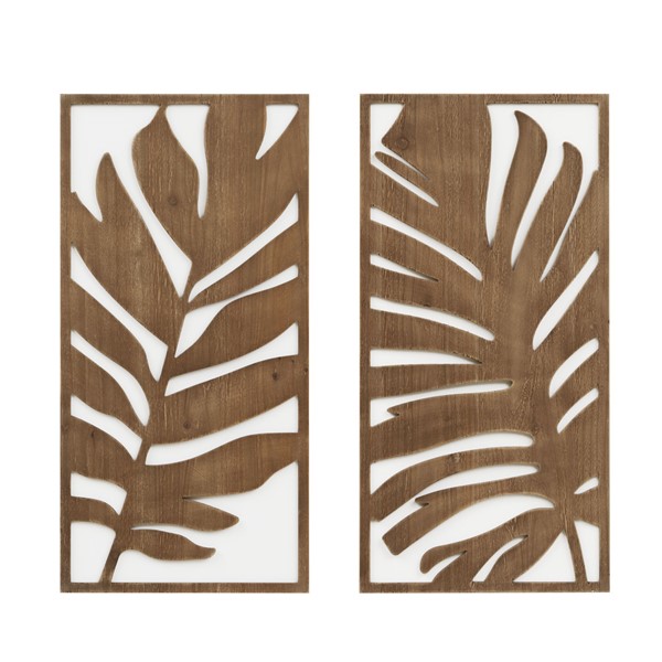 MP95B-0361 Birch Botanical Two-Tone Wood Panel Wall Decor Set, Monstera - 16 x 32 x 1 in.