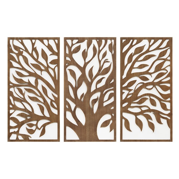 MP95B-0362 Birch Botanical Two-Tone Wood Panel Wall Decor Set, Tree of Life - 16 x 32 x 1 in.