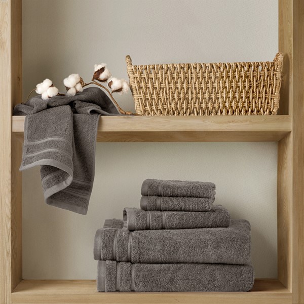 Picture of Comfort Spaces AM73-0255 400GSM Essential Bundle Quick Dry 100 Percent Cotton Towel Set&#44; Gray - 6 Piece
