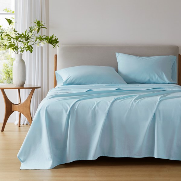 AM20-0355 Cotton 144TC 100 Percent Cotton Solid Sheet Set, Light Blue - King Size