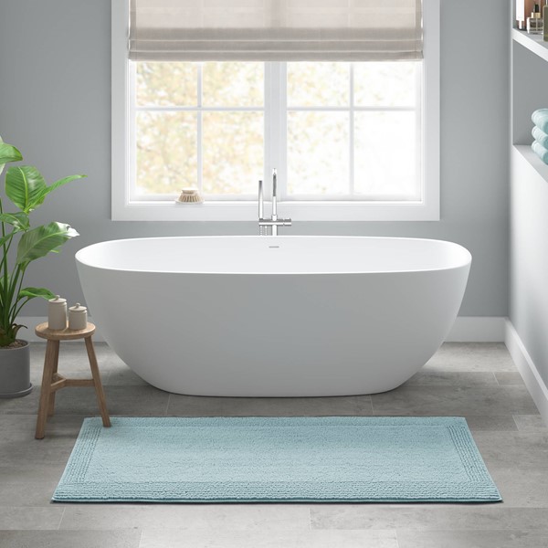 MPS72-577 Splendor 100 Percent Cotton Tufted 3000 GSM Reversible Bath Rug, Blue - 24 x 60 in.