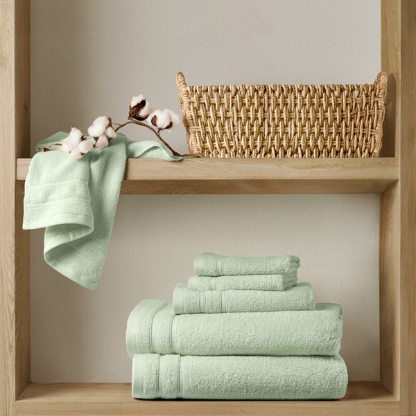 Picture of Comfort Spaces AM73-0259 400GSM Essential Bundle Quick Dry 100 Percent Cotton Towel Set&#44; Seafoam - 6 Piece