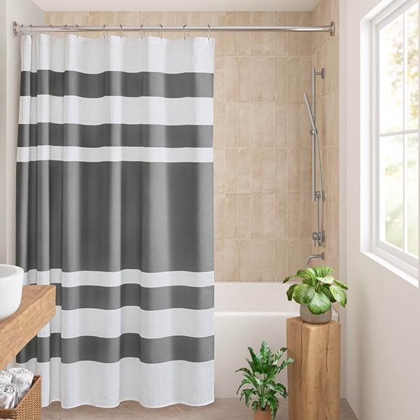 MP70-8553 Spa Waffle Shower Curtain with 3M Treatment, Charcoal - 36 x 72 in.