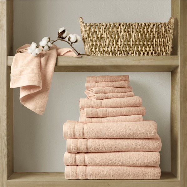 Picture of Comfort Spaces AM73-0260 400GSM Essential Bundle Quick Dry 100 Percent Cotton Towel Set&#44; Blush - 12 Piece