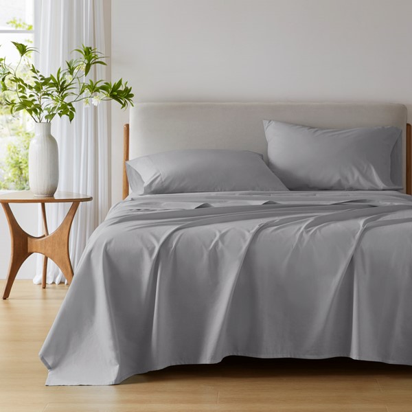 AM20-0348 Cotton 144TC 100 Percent Cotton Solid Sheet Set, Dark Gray - Twin Extra Large