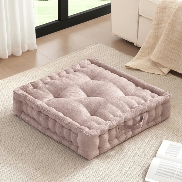 Picture of Intelligent Design ID31-2467 Azza Poly Chenille Square Floor Pillow Cushion&#44; Blush - 24 x 24 in.