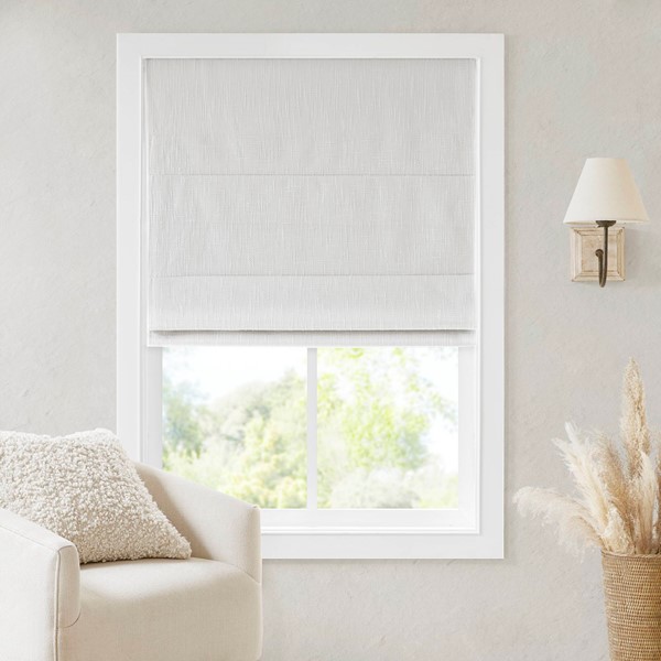 MP40-8656 Quincy Cordless Roman Shade, White - 31 x 64 in.