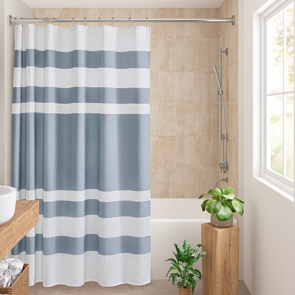 Picture of Madison Park MP70-8551 Spa Waffle Shower Curtain with 3M Treatment&#44; Blue - 36 x 72 in.