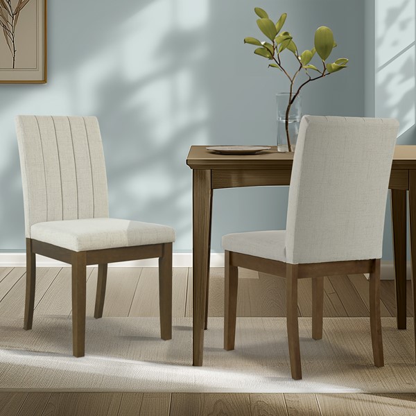 Picture of 510 Design 5DS108-0042 Everly Upholstered Channel-Back Dining Chair&#44; Light Taupe - Set of 2