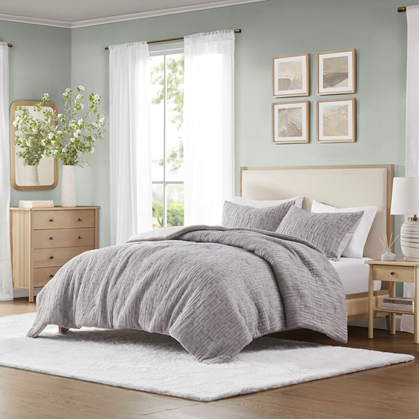 CH10-012 Arlo Oversized Comforter Set, Charcoal - King Size & California King