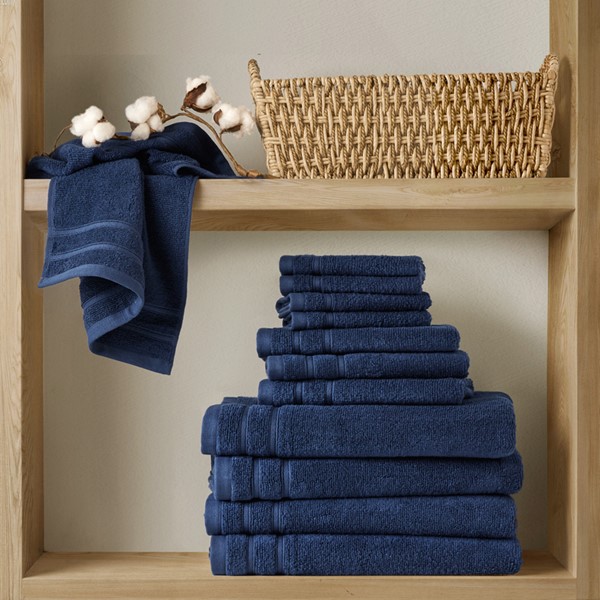 Picture of Comfort Spaces AM73-0250 400GSM Essential Bundle Quick Dry 100 Percent Cotton Towel Set&#44; Indigo - 12 Piece