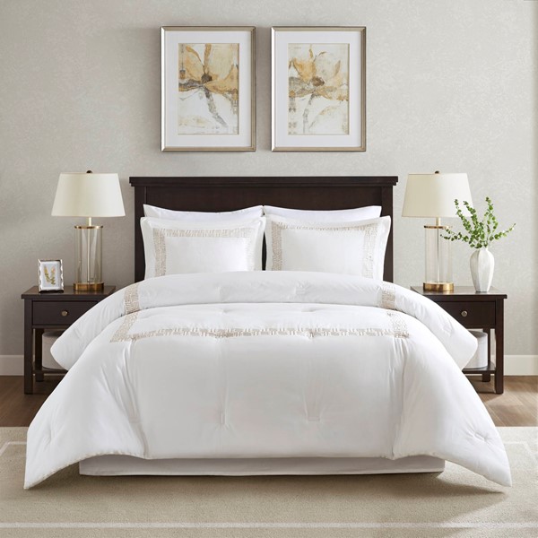 HH10-1872 Cotton Sateen with Embroidery Oversized Comforter Set, Multi Color - Queen Size - 4 Piece